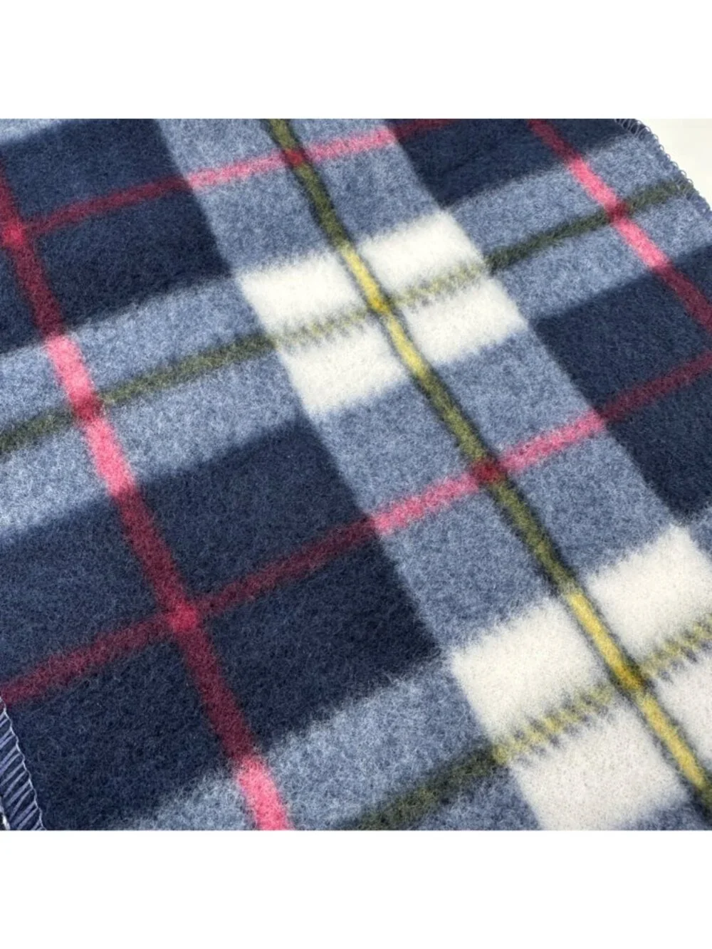 Plaid Fleece Scarf Blue Red White Tartan Pattern Soft Cozy Winter 56